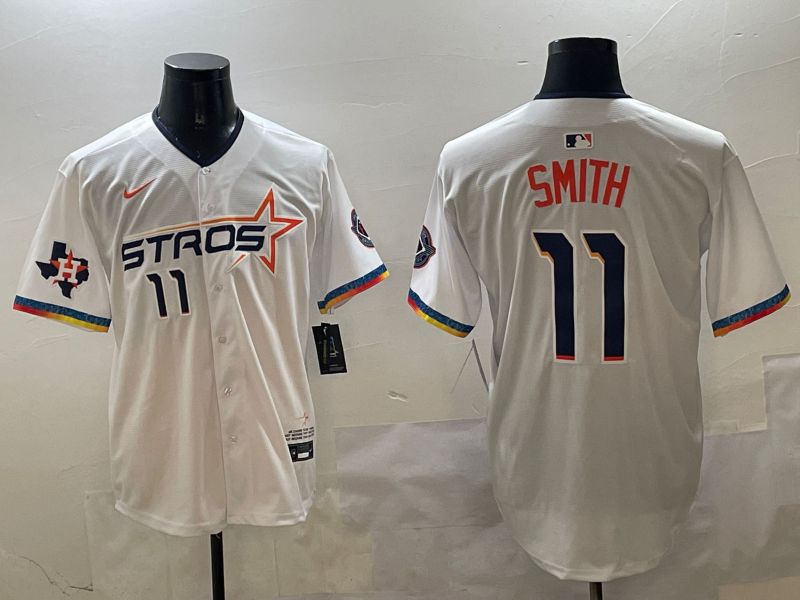 Men Houston Astros #11 Smith White Fourth generation Joint Name 2025 Nike MLB Jersey style 3->houston astros->MLB Jersey